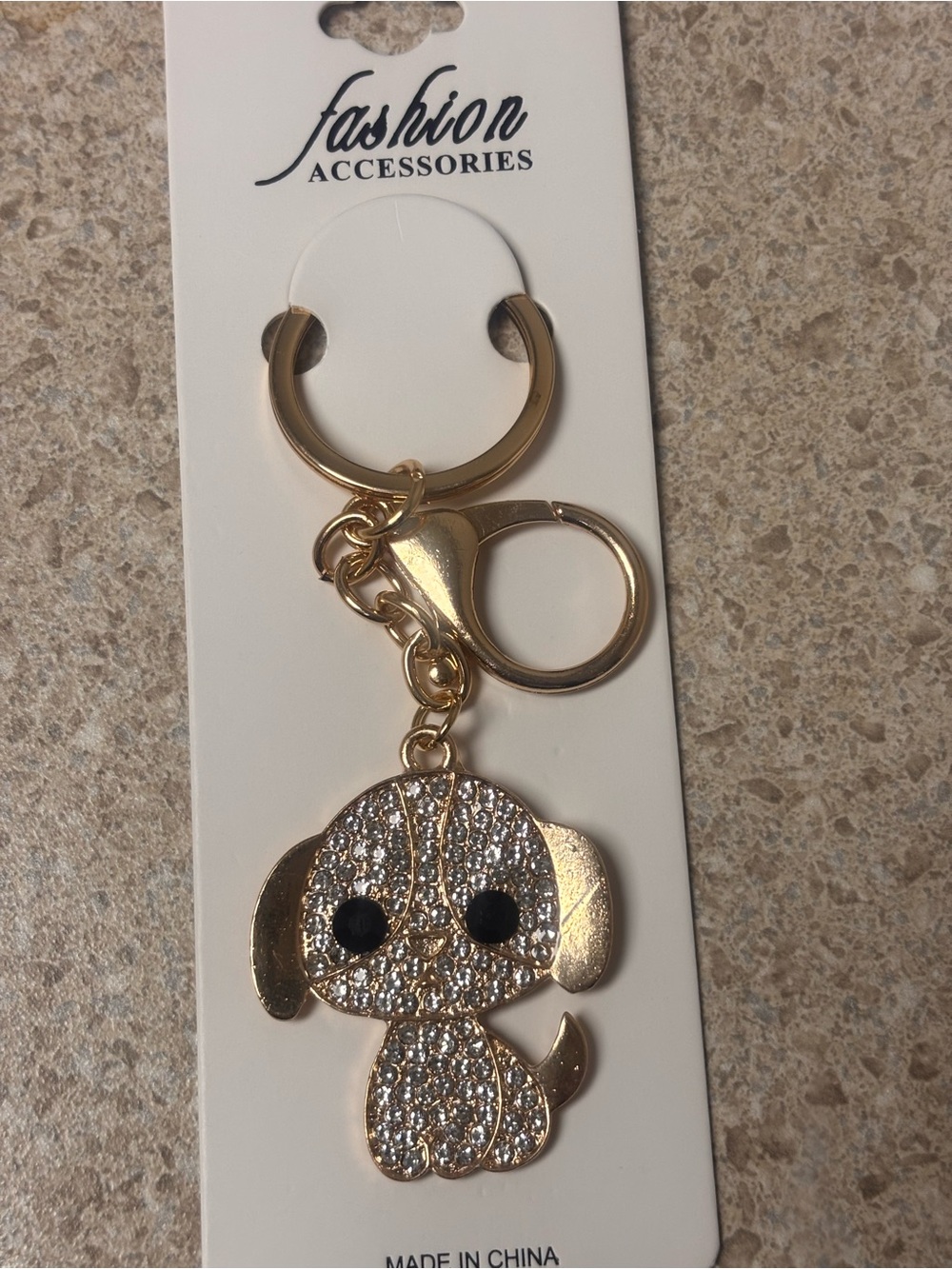 Sparkly Rhinestone Puppy Dog Keychain Bag Charm